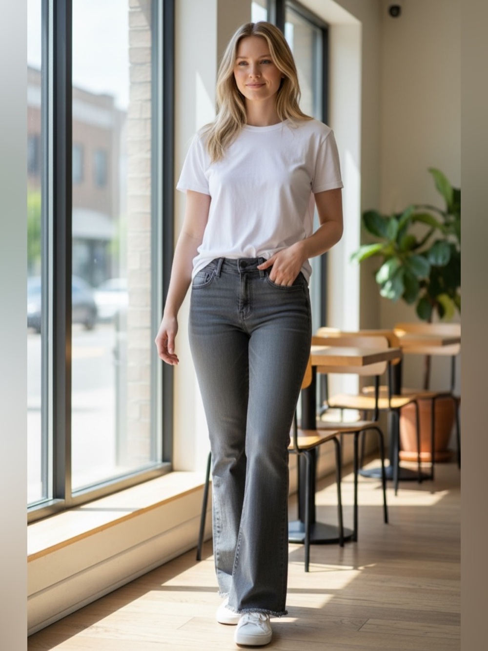 MOTHER Gray Flare Jeans